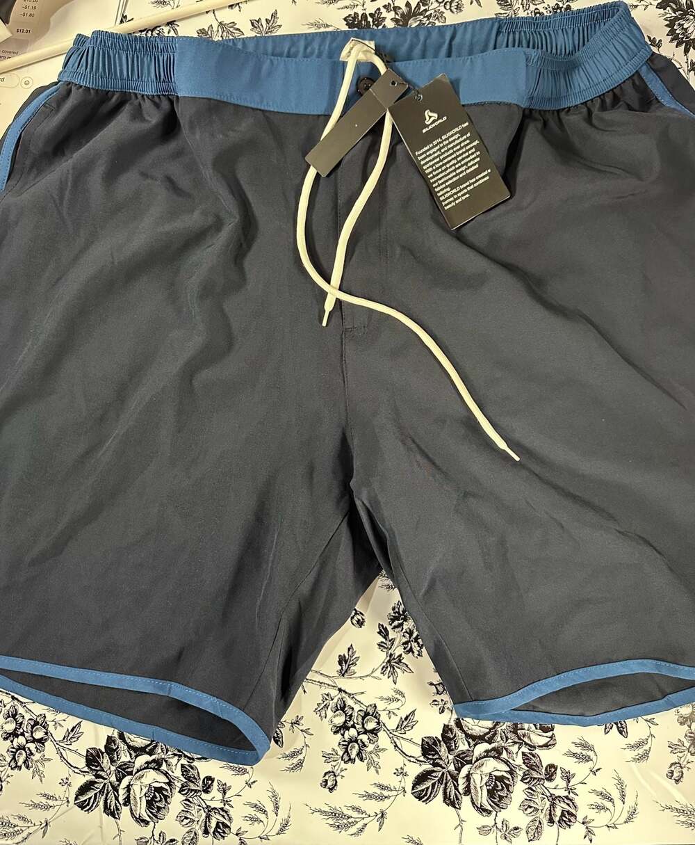 SILKWORLD Men's Elastic Waist Swim Trunks with Zipper Pocket